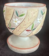 Vintage French Art Nouveau cameo and enameled glass footed bowl or small vase picture