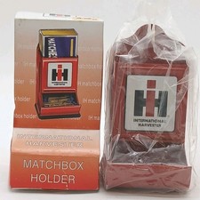 VINTAGE INTERNATIONAL HARVESTER OLD-FASHIONED METAL MATCHBOX HOLDER NIB picture