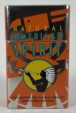 Vintage Natural American Spirit Orange Metal Cig Tin Case Empty Collectible picture
