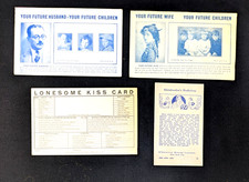 Four Vtg Penny Arcade Fortune Telling Humor Cards Future Husband Wife 1930s '40s picture