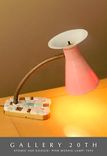 FAB MID CENTURY MODERN PINK ATOMIC GOOGIE MOSAIC LAMP 1950S FIBERGLASS SHADE picture