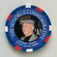 1995 Johnny Moss $10 Oceanside Poker Chip #/200 - from JM author's collection picture