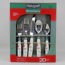 Pfaltzgraff Winterberry 20 Piece Flatware Set Service for 4 Spoons Knives Forks picture