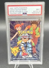 1999 Topps Pokemon CL-Foil Checklist PSA 7 Auto 10 SIGNED Sarah Natochenny picture