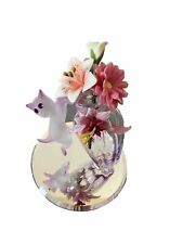 Glass Baron Miniature Pink Cat Flower Vase  3”~ 2.5” Figurine picture