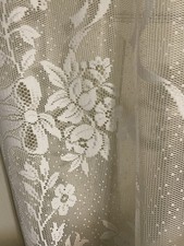 Vtg JC Penney Lace Curtain Panels (2) White Polyester 60x84 Floral  Scalloped picture