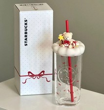 Starbucks 2025 China Christmas Gift Cute Bear Triangle 16oz Glass Cup picture