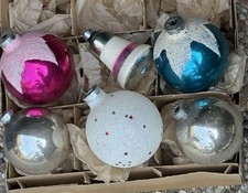 VTG Franke Made In USA Snow-top Confetti Bell Mica Stripe Glass Ornament picture