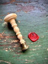 Antique 1800s Bone Wax Seal Matrix - Turned Baluster Shaft “MKB” picture