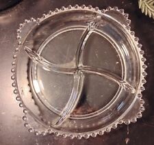 Vintage Imperial Glass Candlewick 4 Section Relish Tray 4-Handles 8 1/2