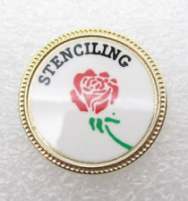 Stenciling Red Rose Flower Lapel Pin (C630) picture