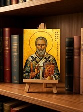 Saint John Chrysostom Masterpiece Hardwood Icon | Handmade | Byzantine Art picture