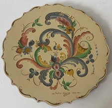 Signed 1992 Vtg Norwegian Rosemaling Hand-Painted Wood Plate Nordic Folk Art 12” picture