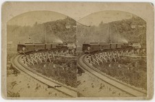 PENNSYLVANIA STEREOVIEW - Big Boyd Railroad Trestle & Train - J. West 1880s picture