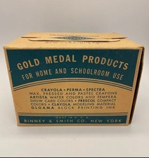Crayola Crayons Box EMPTY Display Decor Box Binny & Smith Co NY Gold Medal 1950s picture