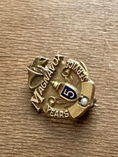 Vintage LGB 1/10 10K Gold Filled Magnavox 5 Years Service Pin picture