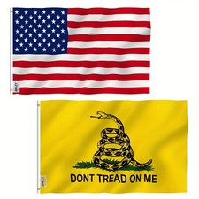 Anley 2 Pcs Fly Breeze 3x5 Foot American US Flag and Don't Tread On Me Flag picture