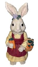 Bunny Rabbit Figurine Cottage Core Farm Kitschy Flowers Dress  Basket Carrots 6