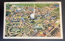 How the New York World's Fair Looks Painting John Wenrich 1939 Postcard Linen picture