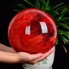 1pc red smelting quartz sphere crystal polished ball healing decor gift+stand picture