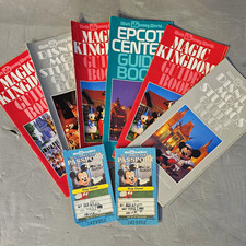 Disney 1989-1990 Walt Disney World Guide Books & 4-Day Passport Tickets picture