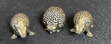 2 CUTE Brass porcupines 1 Hedgehog Animal Pet Figurine Mini total 3 figures picture
