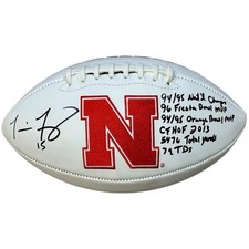 Tommie Frazier Autographed Nebraska Huskers Logo Football w/ Stats picture