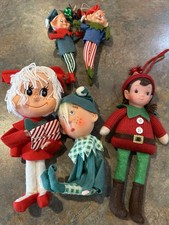 VTG Christmas Elf/Pixie Ornaments Set Of 5 picture