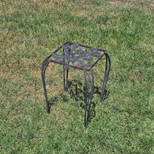Vintage Wrought Iron Plant Stand Square Rustic Metal Table Intertwined Legs picture