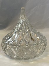 Vtg 1994 H.F.C. Crystal Hershey Kiss Candy Covered Trinket Dish Clear Glass picture