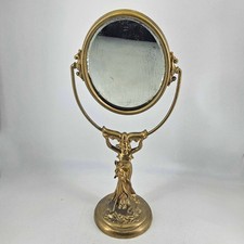 Antique Art Nouveau Art Deco Woman Holding swivel Mirror  18