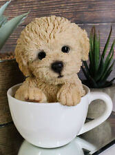 Ebros Realistic Adorable Brown Poodle Dog Teacup Statue 6