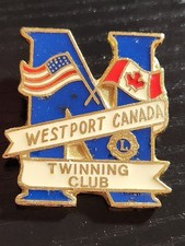 Lions Club Westport Canada Twinning Lapel Pin USA Canada Flag Emblematic picture
