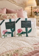 STUNNING VINTAGE LAURA ASHLEY ROSAMUNDA OXFORD PILLOWCASE SHAMS X 2 🌺 RARE🌺 picture