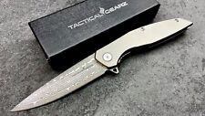 Full Tc4 Titanium EDC Folding Knife Damascus Steel Blade Ball Bearing Pivot picture