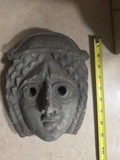 Heavy Vintage Cast Stone Concrete Greek Theater Tragedy Wall Mask Plaque picture