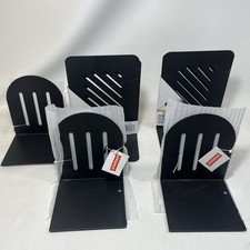 5 Pair (10) NOS Metal Black Library Bookends LOT Heavy weight Eldon Staples picture