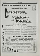 1901 PRINT ADVERT ADVERTISEMENT LACTOPEPTINE POWDER TABLETS picture
