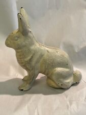 Vintage Antique Cast Iron White Cream Bunny Rabbit Figurine Paperweight picture