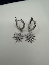 David’Yurman Starburst Pavé Diamond Drop Sterling Silver Earrings Dangle picture