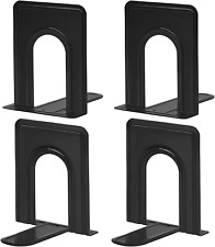 2 Pair Book Ends Sturdy Shelves Universal Heavy Duty Nonskid Metal Premium NEW picture