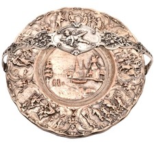 BARBOUR Intl Original Vintage Signed Silverplate Centerpiece Repousse Plate Bowl picture