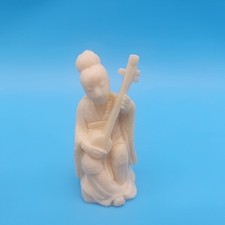 Vtg Japanese Netsuke Oriental Asian Women Figurine Playing Instrument Resin 2