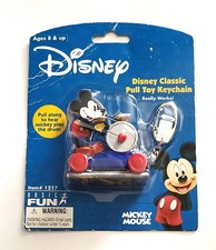 Vintage Collectable Basic Fun Mickey Mouse Pull Toy Keychain  Sealed Carded picture