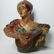Vtg 1960s Chalkware Bust Troubadour Age Of Romance Lillie O’Ryan Spanish Revival picture