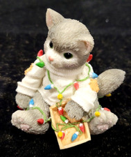 ENESCO Calico Kittens. Kitten wrapped in string of lights.  1996. picture