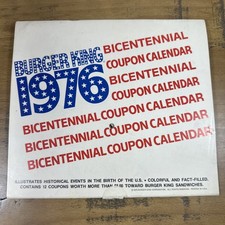 Vintage 1976 Burger King Bicentennial Coupon Calendar Unused Coupons picture