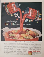 1958 Hunt's Tomato Sauce Saucery Beef Stew Recipe Print Ad picture