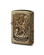 Zippo Armor Brass Viking Engraved Lighter Norse Mythology Custom Design picture