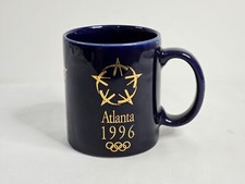 Atlanta 1996 Summer Olympics Souvenir Mug Coffee Cup Blue/Gold Vtg Official USA picture